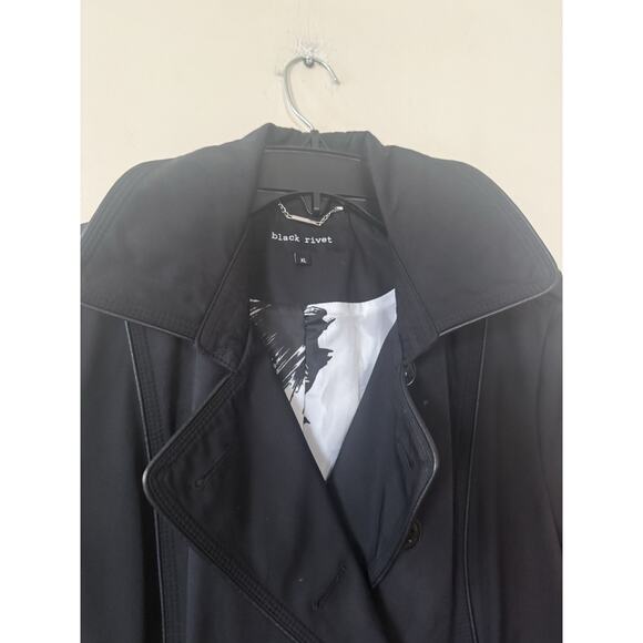 Black Rivet Womens Double Breasted Long Sleeve Hood Jacket Raincoat Sz XL EUC - Picture 2 of 15